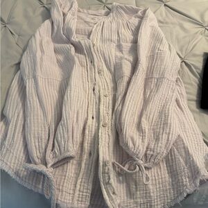 Aerie Light Pink Button-Up Top